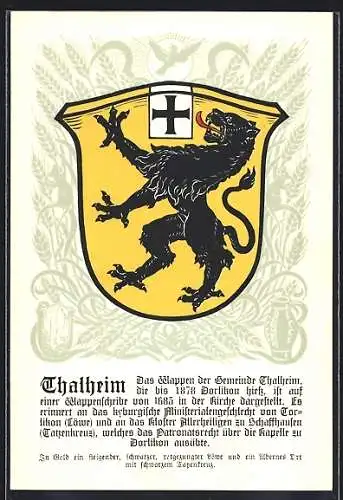 AK Thalheim, Wappen mit schwarzem Löwen