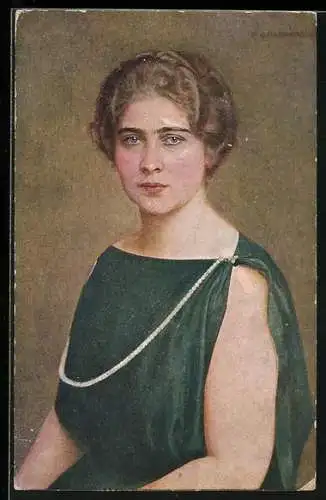 AK Königin Maria von Serbien in schulterfreiem Kleid