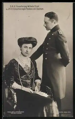 AK Grossherzog Wilhelm Ernst von Sachsen und Grossherzogin Feodora