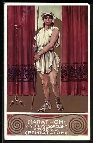 AK Marathon-Pentathlon - Dopisnice Ceske Obce Sokolskè k VI. Sletu Vsesokolskemu v Praze 1912