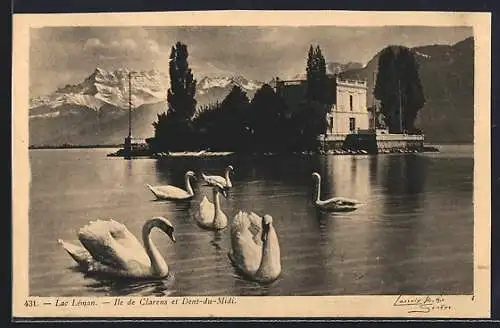 AK Ile de Clarens /Lac Léman, Ile de Clarens et Dent-du-Midi