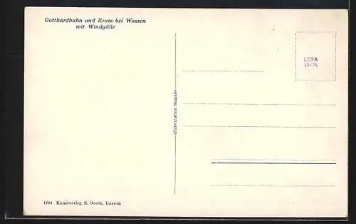 AK Wassen, Gotthardbahn-Tunnel u. Windgälle aus der Vogelschau