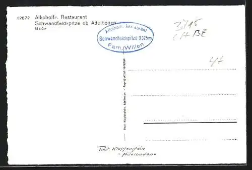 AK Adelboden, Alkoholfreies Restaurant Schwandfeldspitze