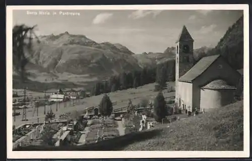 AK Pontresina, Kirche Santa Maria und Friedhof