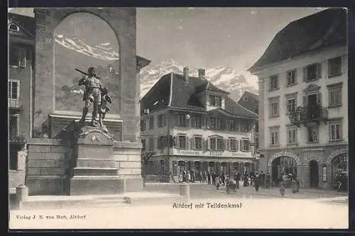 AK Altdorf, Telldenkmal, Bierbrauerei & Gasthaus Reiser