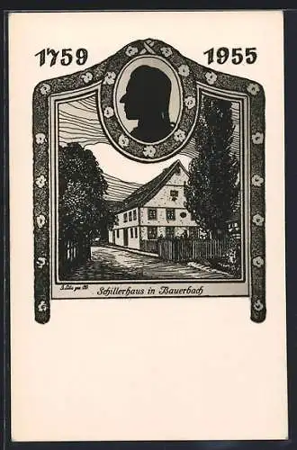 Künstler-AK Bauerbach / Meiningen, Schillerhaus