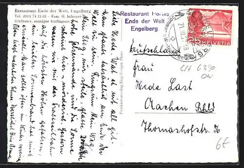 AK Engelberg, Restaurant Ende der Welt, Inh. Fam. O. Infanger