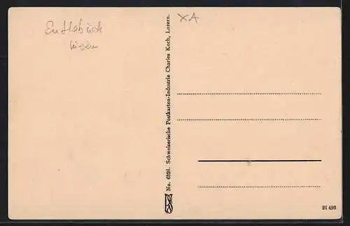 AK Flühli /Luzern, Schratten-Partie, Ortspartie mit Kirche und Bergpanorama