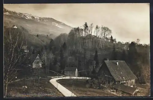 AK Küssnacht, Ruine Gesslerburg mit Berglandschaft