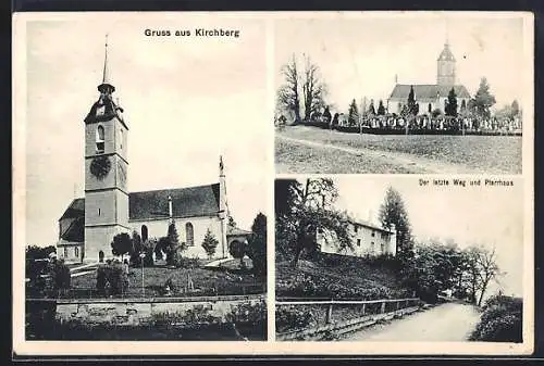 AK Kirchberg /BE, Kirche, der letzte Weg und Pfarrhaus