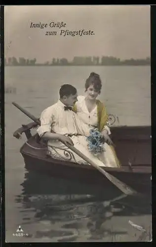 AK Liebespaar im Ruderboot