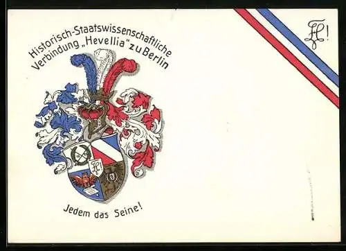 AK Berlin, Studentenwappen der Historisch-Staatswissenschaftlichen Verbindung Hevellia
