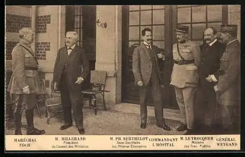 AK Spa, Sur la terrasse de la Villa du Neubois, Maréchal Foch, M. Millerand