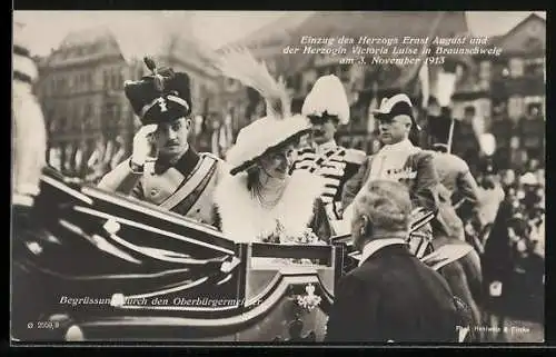 AK Braunschweig, Einzug des Herzogs Ernst August und der Herzogin Victoria Luise 1913