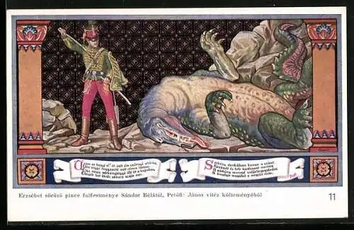 AK Märchen von Janos Vitez, Soldat tötet Drachen