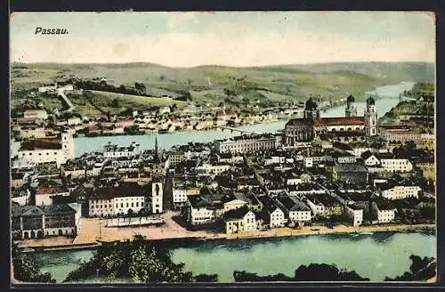 AK Passau, Teilansicht aus der Vogelschau