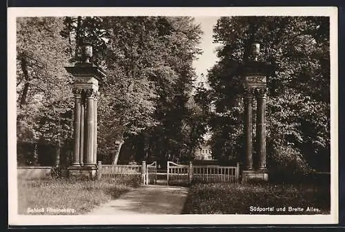 AK Rheinsberg, Schloss, Südportal und Breite Allee