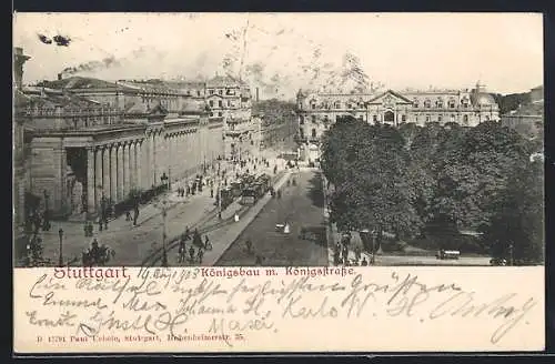 AK Stuttgart, Königsbau u. Königstrasse aus der Vogelschau