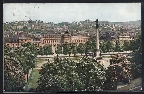 AK Stuttgart, Schlossplatz mit neuem Schloss