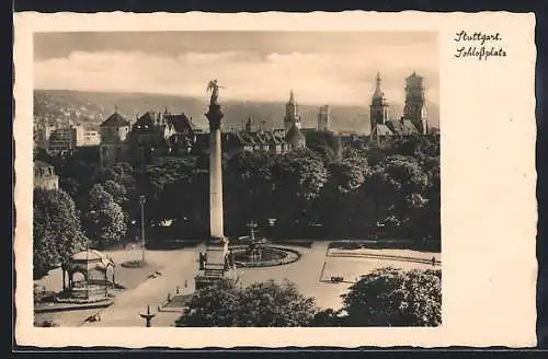 AK Stuttgart, Schlossplatz aus der Vogelschau