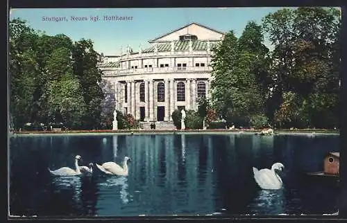 AK Stuttgart, Neues Kgl. Hoftheater vom Wasser aus
