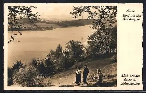 AK Essen, Baldeneysee, Seepartie von der Gaststätte Schwarze Lene aus