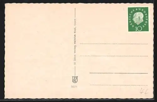 AK Essen, Hauptpost, Städt. Saalbau, Villa Hügel