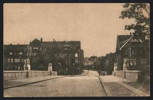 AK Essen, Moltkebrücke mit Moltkestrasse
