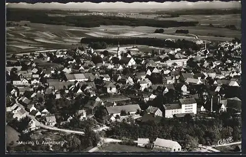 AK Mering b. Augsburg, Totalansicht vom Flugzeug aus