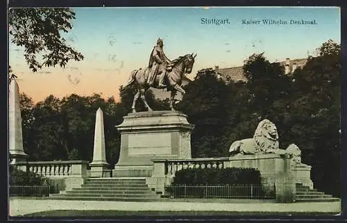 AK Stuttgart, Kaiser Wilhelm Denkmal