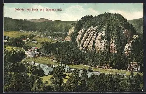 AK Hain / Oybin, das Oybintal mit Johannisstein
