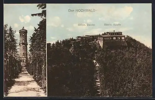 AK Hochwald / Oybin, Böhm. und Sächs. Baude