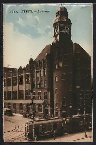 AK Essen / Ruhr, La Poste, Strassenbahn