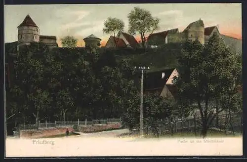 AK Friedberg / Bayern, Partie an der Stadtmauer