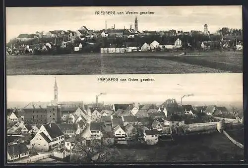AK Friedberg / Bayern, Ortsansichten von Ost und West gesehen