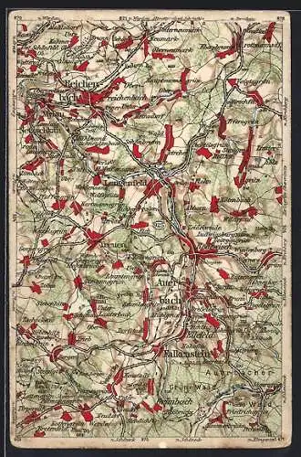 AK Lengenfeld / Vogtland, Landkarte mit Reichenbach, Trieb & Rodewisch