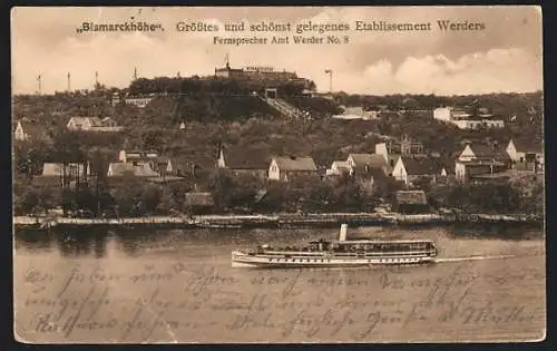 AK Werder / Havel, Bismarckhöhe & Dampfer
