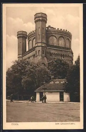 AK Essen / Ruhr, Wasserturm mit Strassenpartie