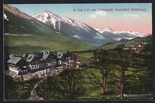 AK St. Veit i. P., Strassenpartie mit Heilanstalt Grafenhof