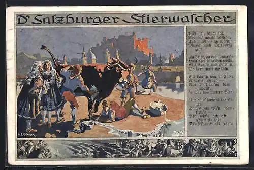 Künstler-AK Salzburg, D` Salzburger Stierwascher, Lied