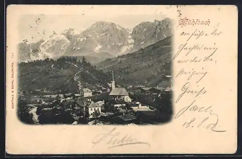 AK Mühlbach bei Bischofshofen, Ortspartie mit Kirche