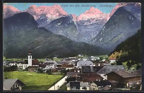 AK Lofer /Sazburg, Ortsansicht gegen die Steinberge