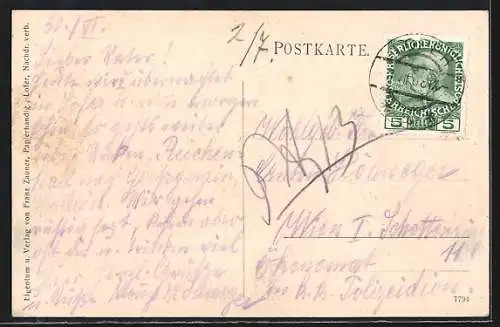 AK Lofer, Teilansicht mit Kirche und Strassenpartie