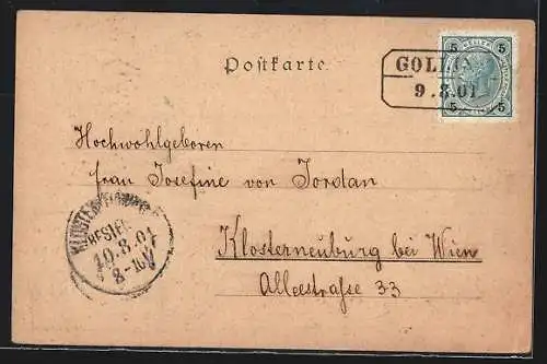 Künstler-AK Franz Kopallik: Golling, Panorama mit Bahnhof