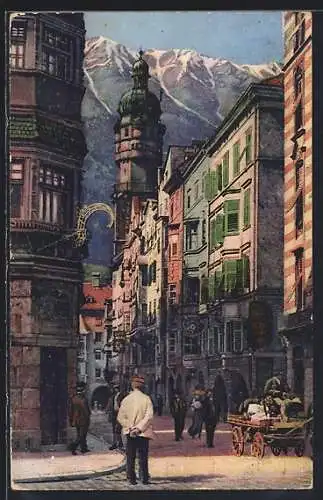 AK Innsbruck, Herzog Friedrichstrasse mit Bergen