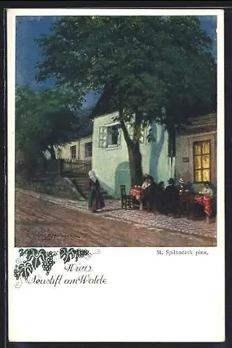 Künstler-AK Wien, Neustift am Walde, Partie am Abend