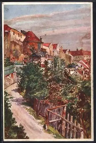 Künstler-AK Waidhofen a. d. Thaya, Südpromenade