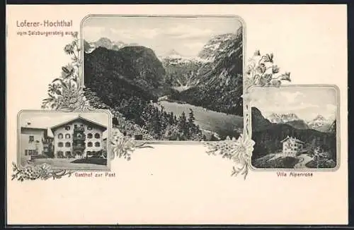AK Lofer /Pinzgau, Loferer-Hochthal, Gasthof zur Post, Villa Alpenrose