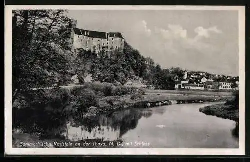 AK Karlstein a. d. Thaya, Panorama mit Schloss und Thaya