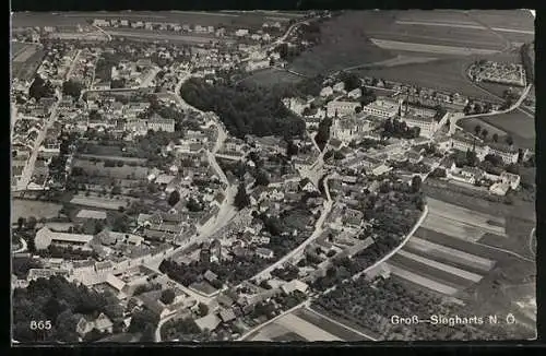 AK Gross-Siegharts, Totalansicht vom Flugzeug aus